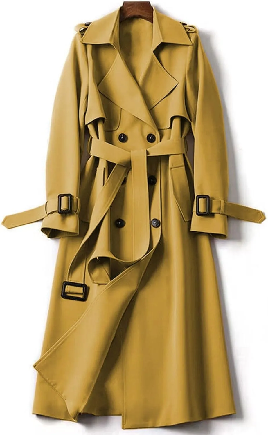Winter Coats for Women Fleece Pea Coat Notch Lapel Double Breasted Thick A Line Trench Coat Jacket with Pockets