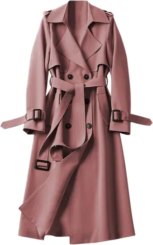 Winter Coats for Women Fleece Pea Coat Notch Lapel Double Breasted Thick A Line Trench Coat Jacket with Pockets