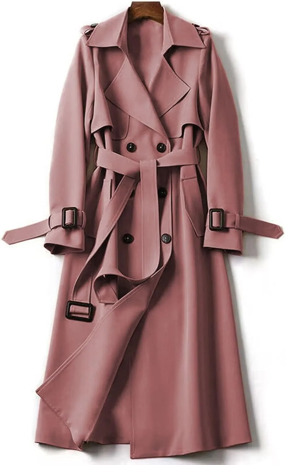 Winter Coats for Women Fleece Pea Coat Notch Lapel Double Breasted Thick A Line Trench Coat Jacket with Pockets