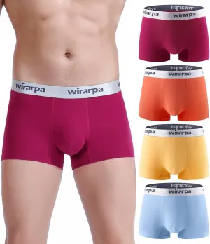 wirarpa Mens Trunks Underwear Cotton Boxer Briefs Short Leg Comfortable Underpants 4 Pack