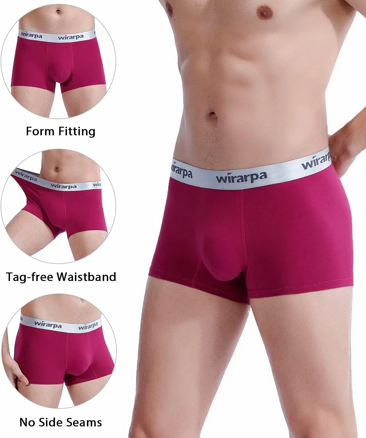 wirarpa Mens Trunks Underwear Cotton Boxer Briefs Short Leg Comfortable Underpants 4 Pack
