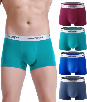 wirarpa Mens Trunks Underwear Cotton Boxer Briefs Short Leg Comfortable Underpants 4 Pack