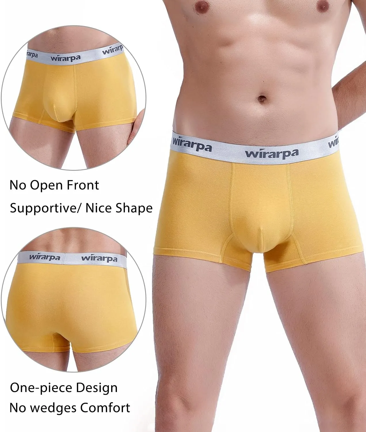 wirarpa Mens Trunks Underwear Cotton Boxer Briefs Short Leg Comfortable Underpants 4 Pack