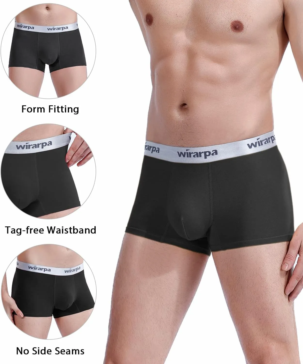 wirarpa Mens Trunks Underwear Cotton Boxer Briefs Short Leg Comfortable Underpants 4 Pack