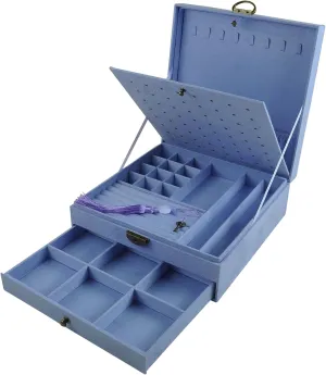 Women Jewelry Box Lockable 3 Layers Large Jewelry Organizer Storage Case for Earrings Necklaces Rings Bracelets,Green Display Jewel Holder (Lavender)