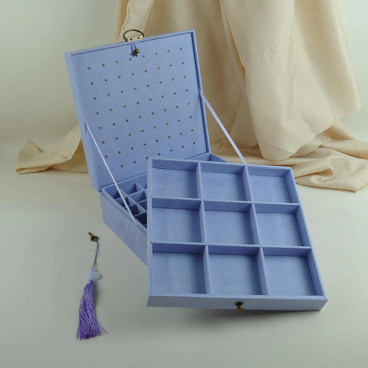 Women Jewelry Box Lockable 3 Layers Large Jewelry Organizer Storage Case for Earrings Necklaces Rings Bracelets,Green Display Jewel Holder (Lavender)