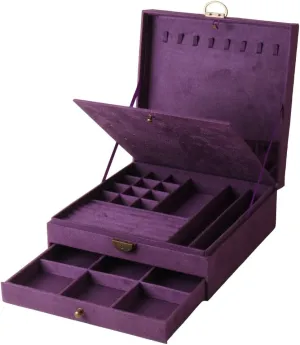 Women Jewelry Box Lockable 3 Layers Large Jewelry Organizer Storage Case for Earrings Necklaces Rings Bracelets,Green Display Jewel Holder (Purple)