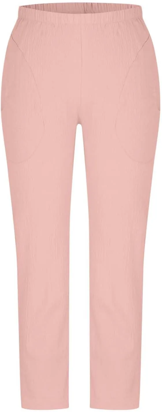Women Linen Pants Lightweight Capri Pant Summer Casual Drawstring Elastic Waist Beach Trousers with Pockets