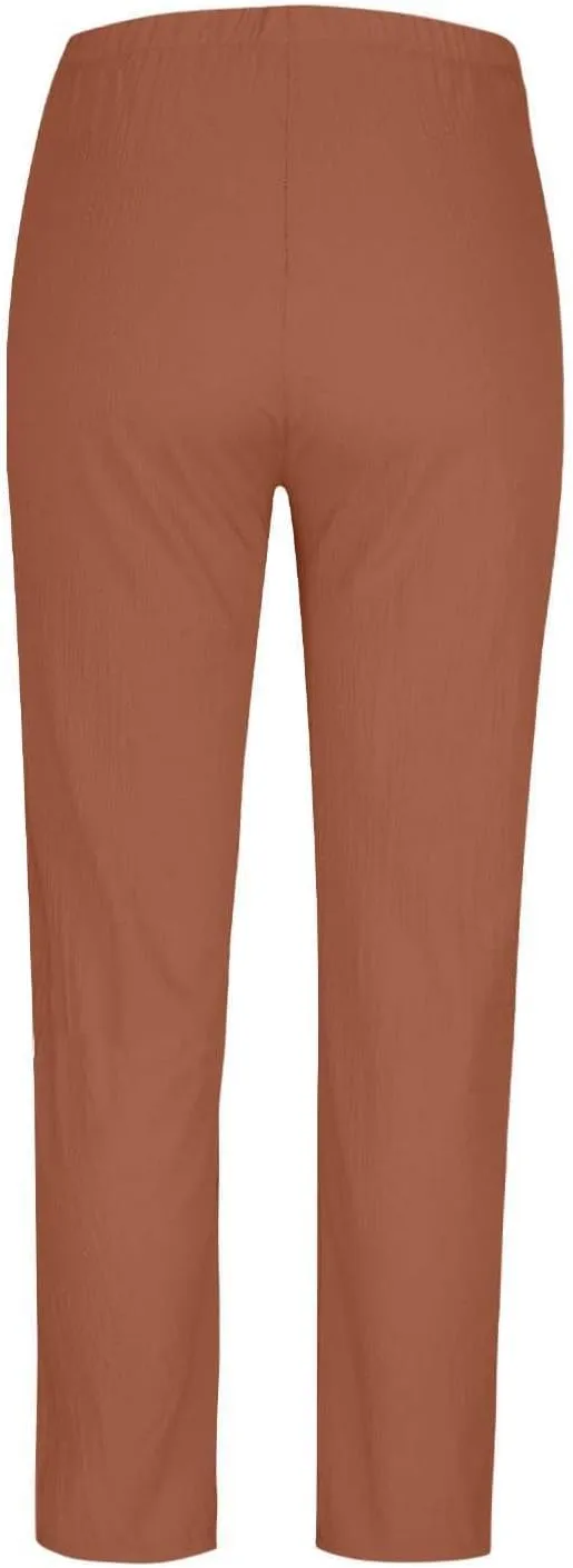 Women Linen Pants Lightweight Capri Pant Summer Casual Drawstring Elastic Waist Beach Trousers with Pockets