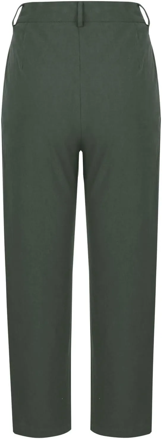 Womens Capri Pants Casual Summer Linen Cropped Pant Baggy Button High Waist Straight Leg Work Trousers