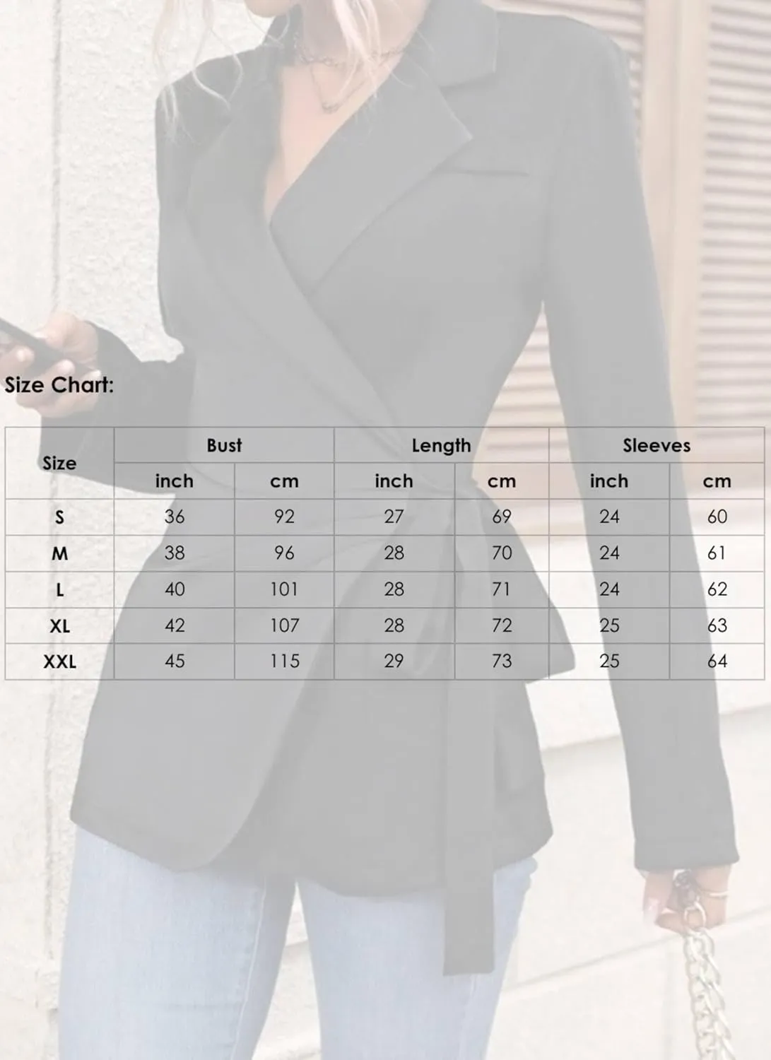 Women's Dressy Black Plain Belted Blazer Lapel Long Sleeve Coats Work Office Wrap Jackets Going Out Trendy Outfits