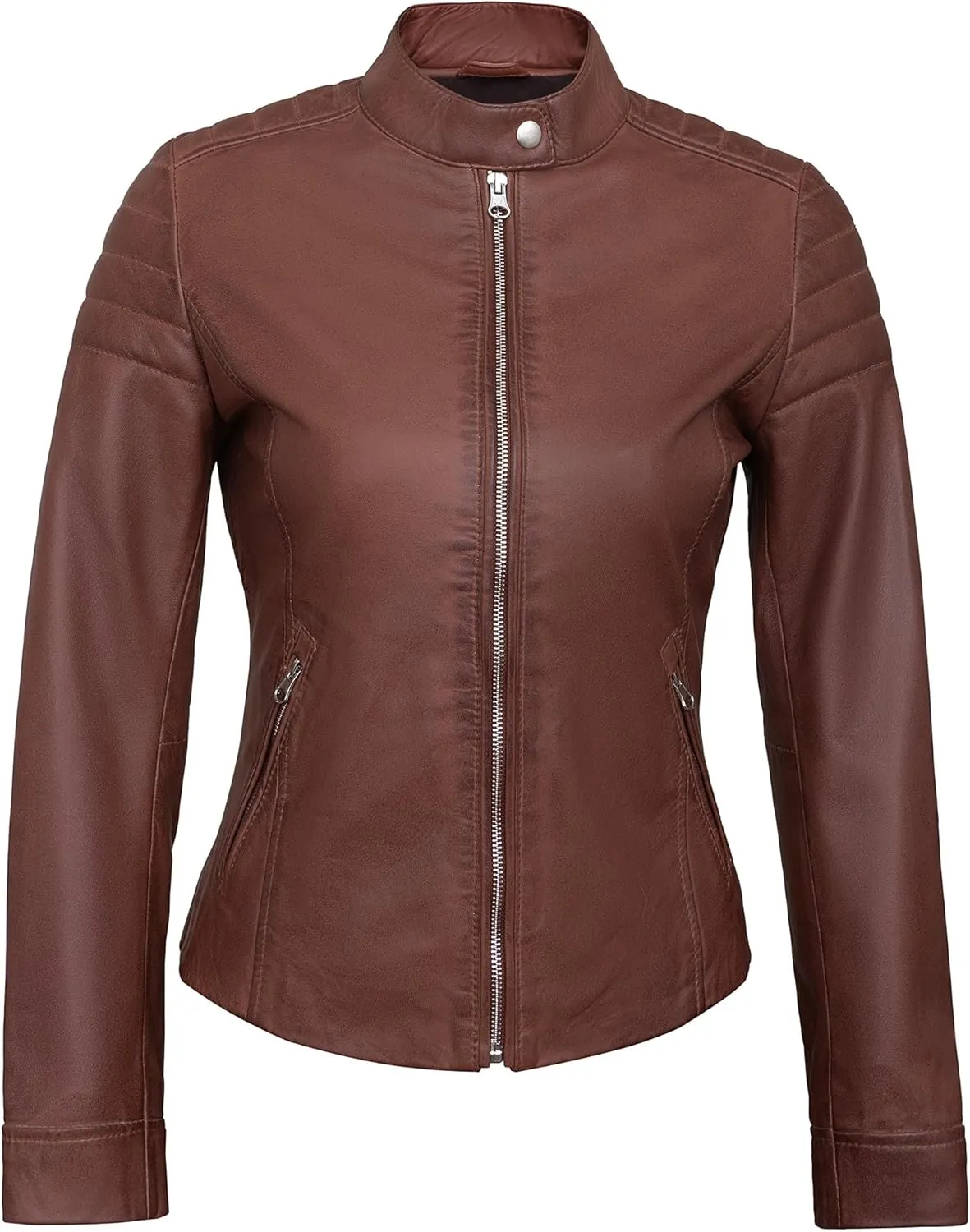 Womens Leather Jackets - Real Lambskin Stylish Motorcycle Leather Coat Women