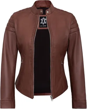 Womens Leather Jackets - Real Lambskin Stylish Motorcycle Leather Coat Women