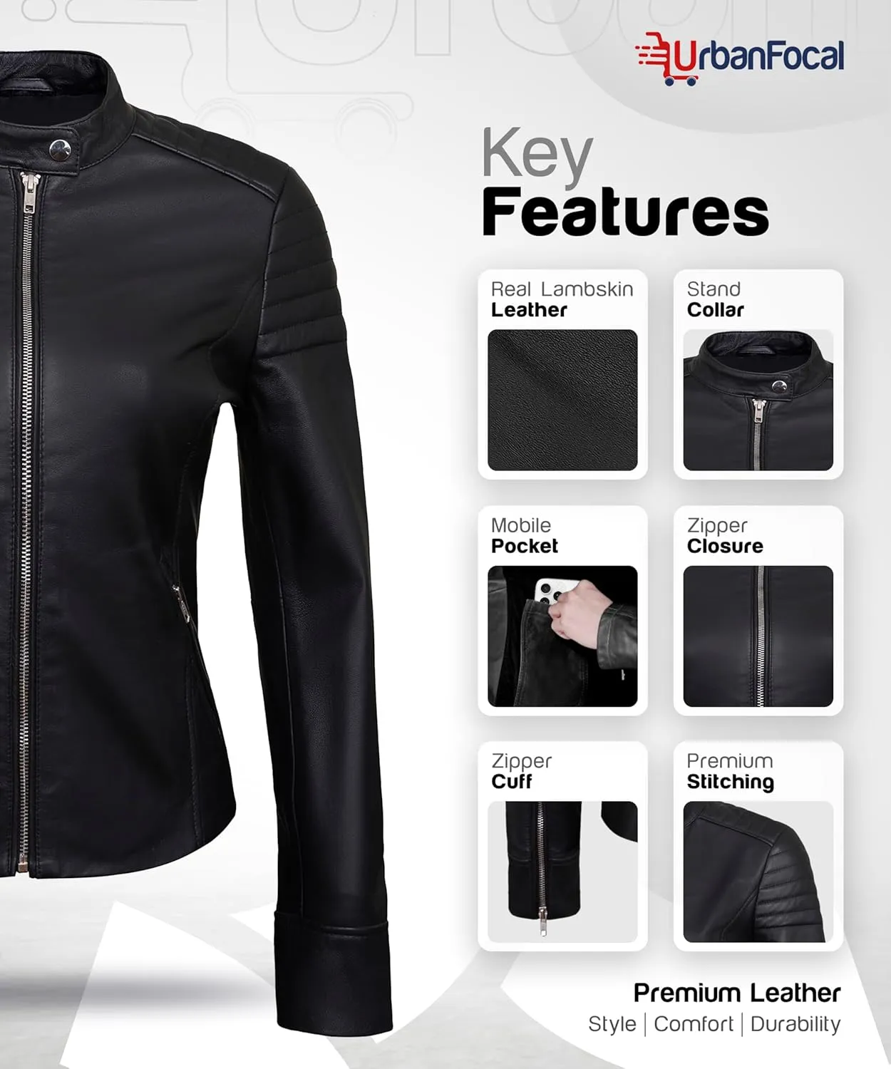 Womens Leather Jackets - Real Lambskin Stylish Motorcycle Leather Coat Women
