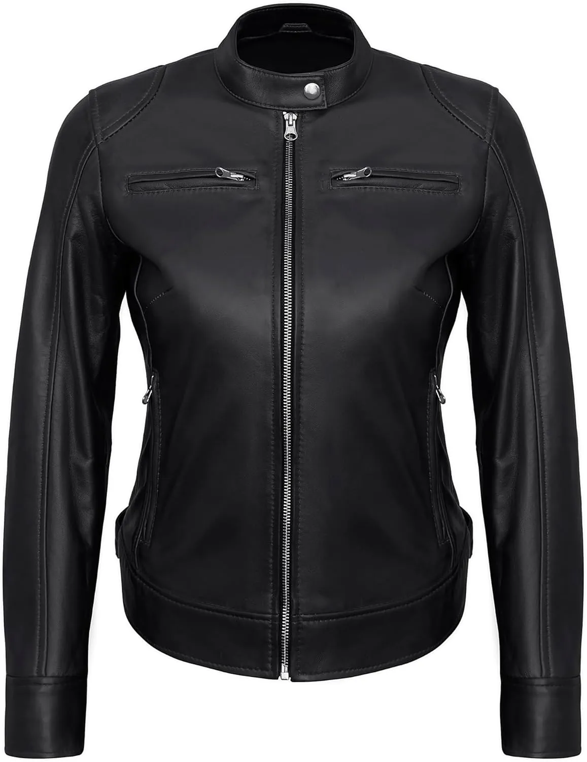 Womens Leather Jackets - Real Lambskin Stylish Motorcycle Leather Coat Women