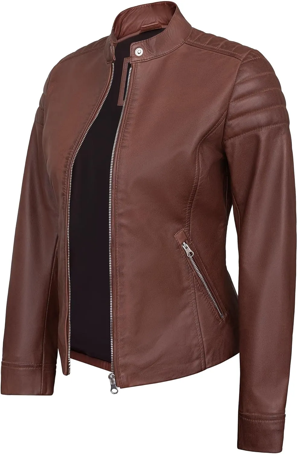 Womens Leather Jackets - Real Lambskin Stylish Motorcycle Leather Coat Women