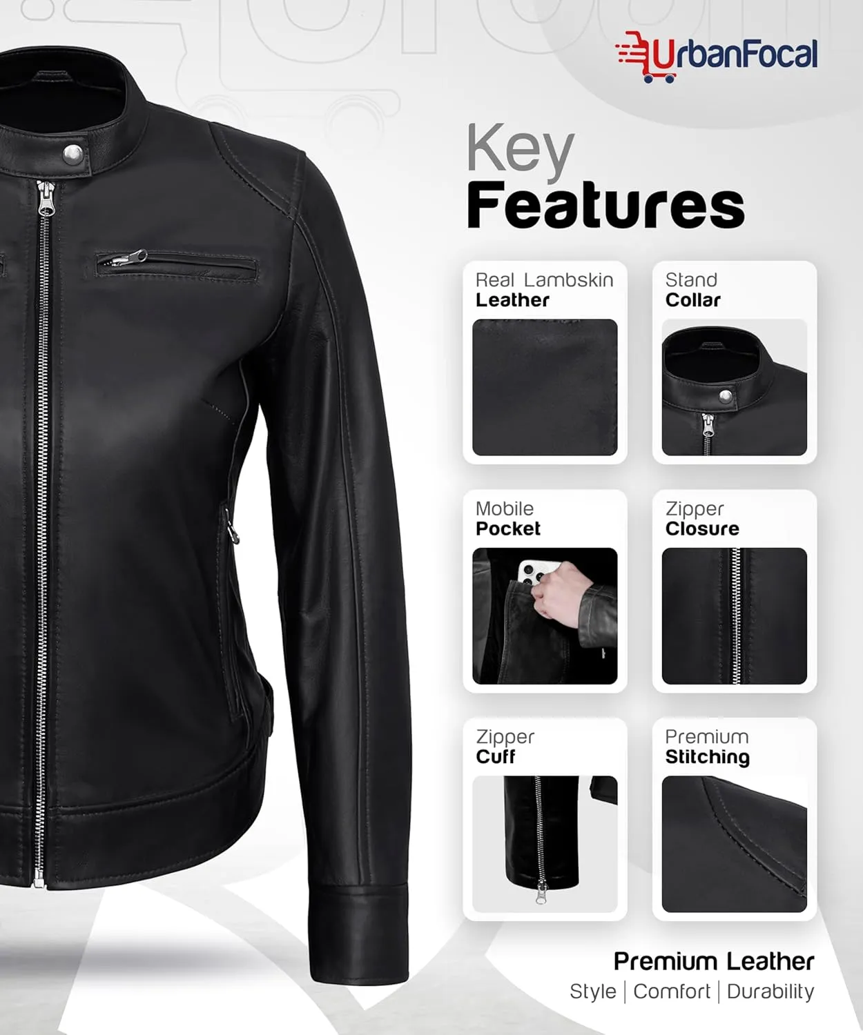 Womens Leather Jackets - Real Lambskin Stylish Motorcycle Leather Coat Women
