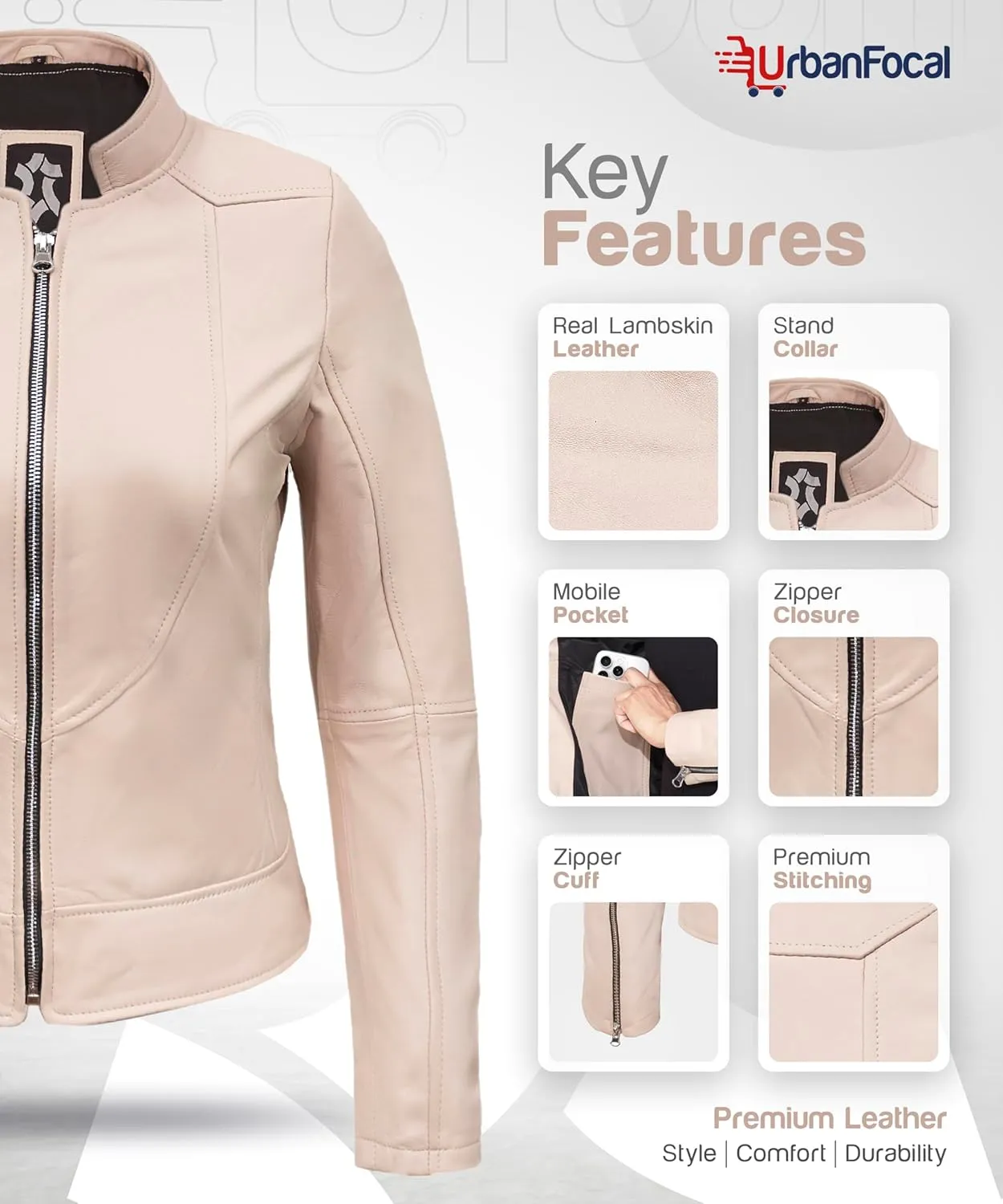 Womens Leather Jackets - Real Lambskin Stylish Motorcycle Leather Coat Women
