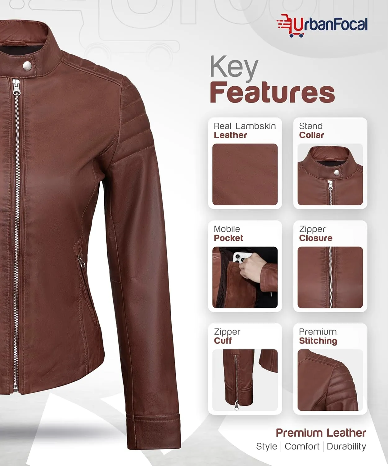 Womens Leather Jackets - Real Lambskin Stylish Motorcycle Leather Coat Women