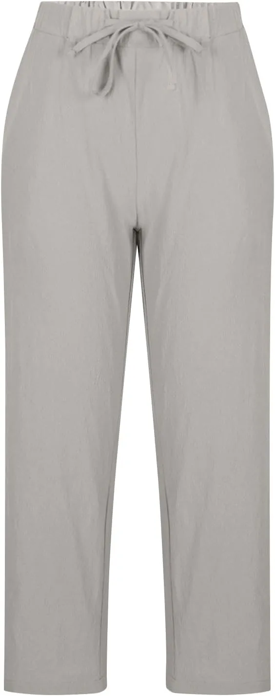 Womens Linen Pants 2025 Summer Drawstring High Waist Straight Leg Lounge Pant Loose Lightweight Beach Trousers
