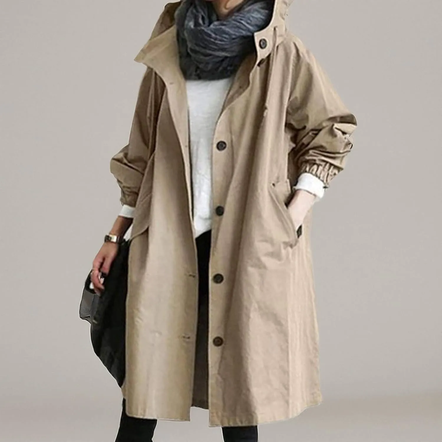 Women's Trench Jackets Rain Jacket Loose Winter Hooded Oversized Elegant Windbreaker Comfortable Coat Outwear