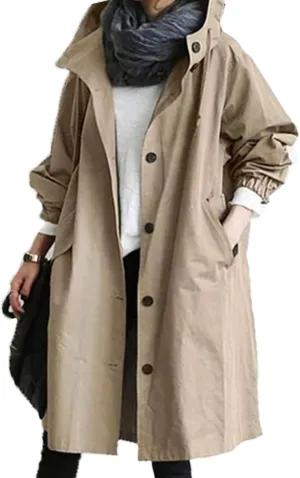 Women's Trench Jackets Rain Jacket Loose Winter Hooded Oversized Elegant Windbreaker Comfortable Coat Outwear