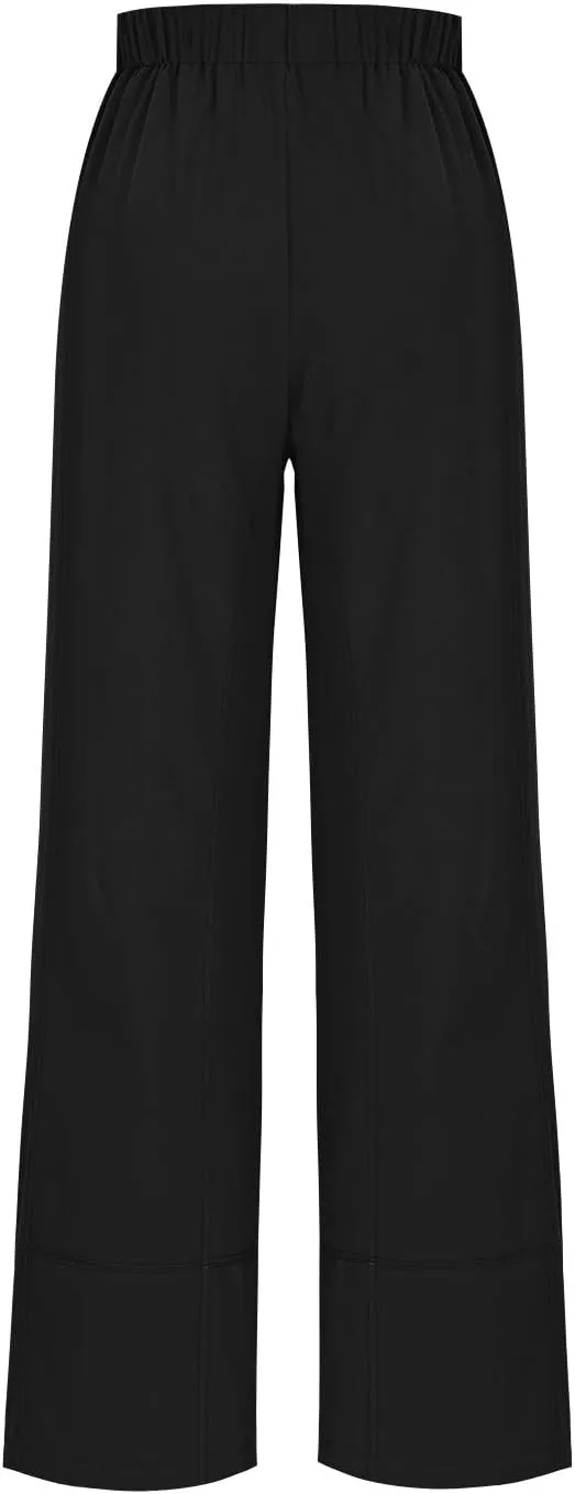 Women's Wide Leg Linen Pants Loose Casual Elastic High Waisted Long Pant Summer Beach Vacation Trousers with Pocket