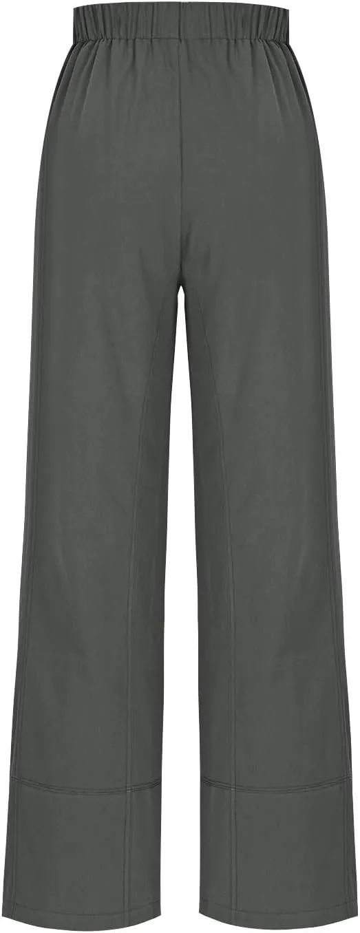 Women's Wide Leg Linen Pants Loose Casual Elastic High Waisted Long Pant Summer Beach Vacation Trousers with Pocket