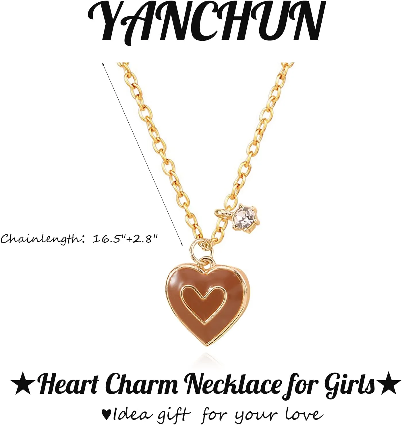 YANCHUN Gold Heart Necklace for Women Trendy Y2k Red Heart Necklace Layered Heart Pendant Necklace Cute Heart Charm Necklace for Women Fashion Jewelry Gifts