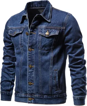 Ymosrh Men's Fall Jackets Casual Denim Long Sleeve Lightweight Trucker Jackets Fashion Jean Coat with Pockets Jacket