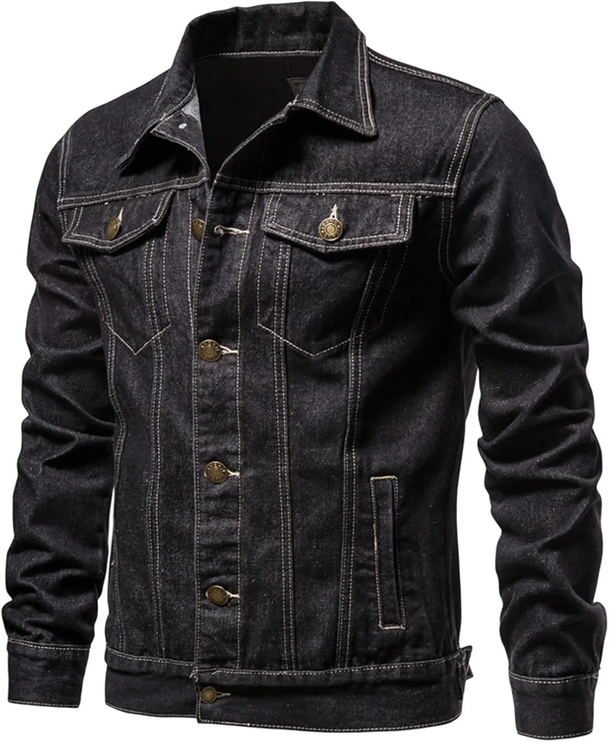 Ymosrh Men's Fall Jackets Casual Denim Long Sleeve Lightweight Trucker Jackets Fashion Jean Coat with Pockets Jacket