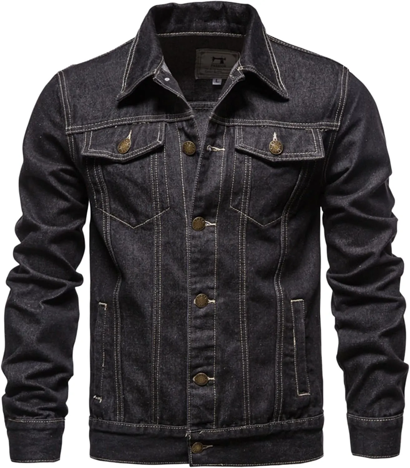 Ymosrh Men's Fall Jackets Casual Denim Long Sleeve Lightweight Trucker Jackets Fashion Jean Coat with Pockets Jacket