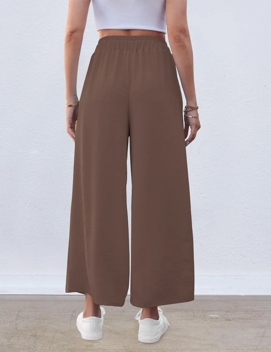 ZJCT Wide Leg Palazzo Pants for Women Summer Beach Pants Flowy Loose Casual Lounge Pajama Yoga Pants with Pockets