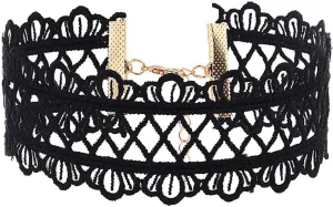 Zoestar Lace Choker Necklaces Vintage Black Elastic Stretch Necklace Chain Accessories for Women